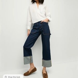 Veronica Beard Dylan Cuffed Cargo Straight-Leg Jean
